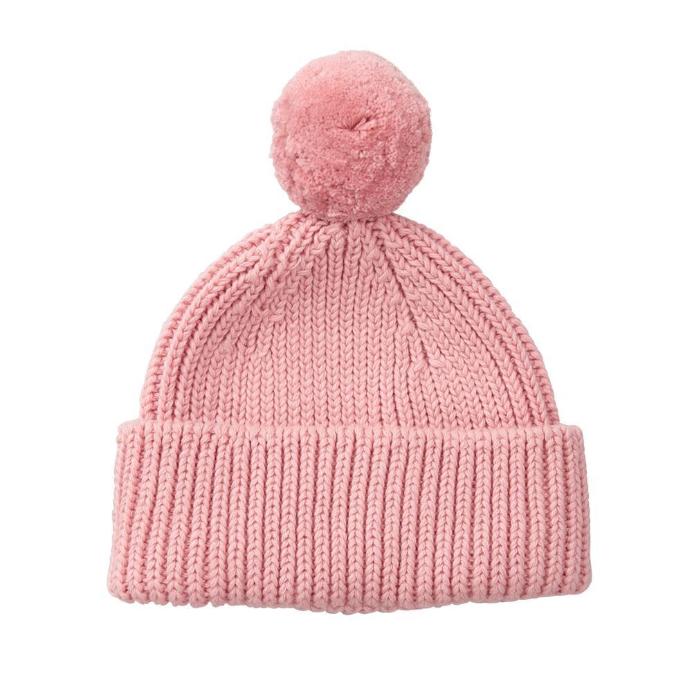 Peppi Baby Knit Hat - Soft Cotton Rib Knit with Pompom - 41452