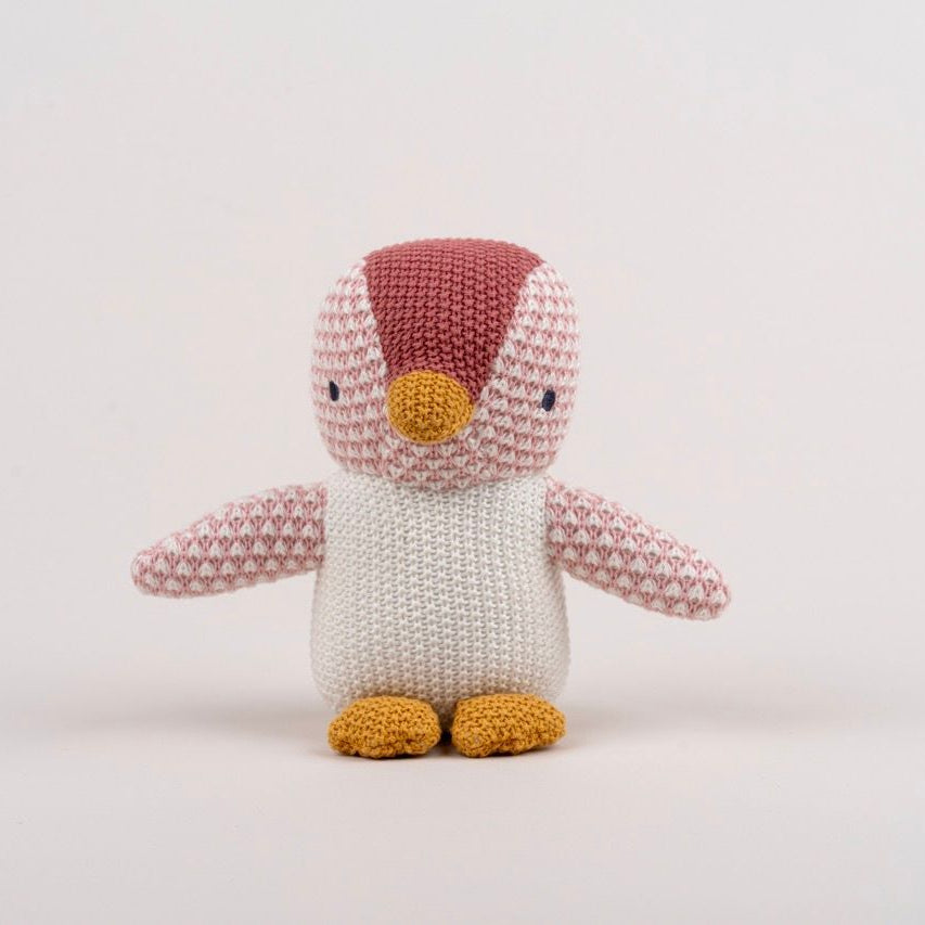Baby Pingu Stuffed Toy - Soft, Knitted Cotton with Gentle Rattle - 41435