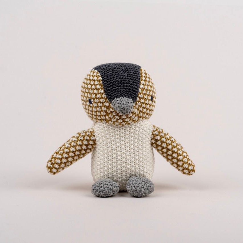 Baby Pingu Stuffed Toy - Soft, Knitted Cotton with Gentle Rattle - 41435