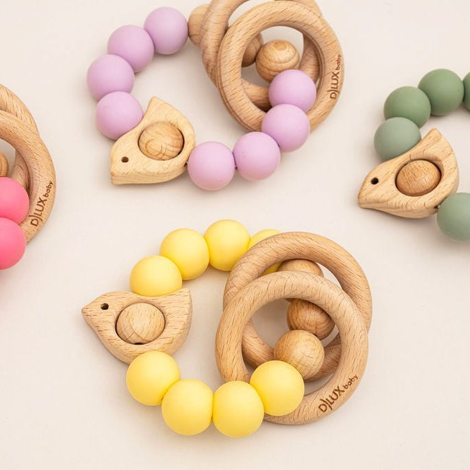 Chirpy Wooden & Silicone Baby Teether - 41494