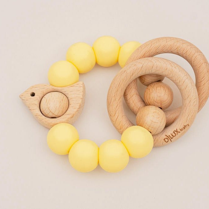 Chirpy Wooden & Silicone Baby Teether - 41494
