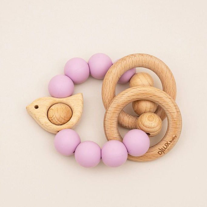 Chirpy Wooden & Silicone Baby Teether - 41494