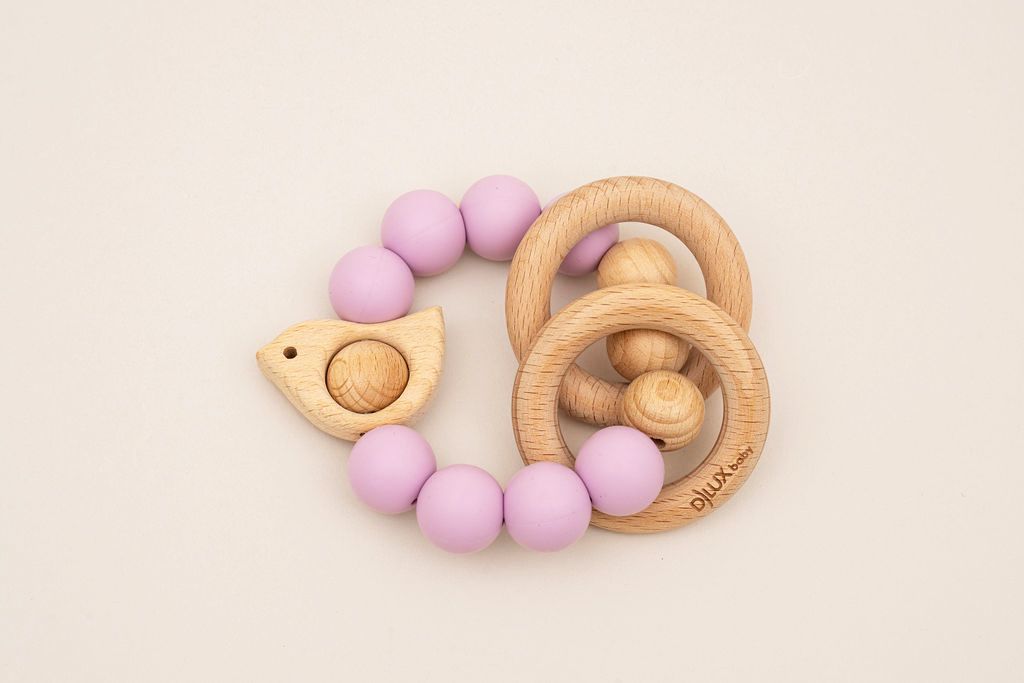 Chirpy Wooden & Silicone Baby Teether - 41494