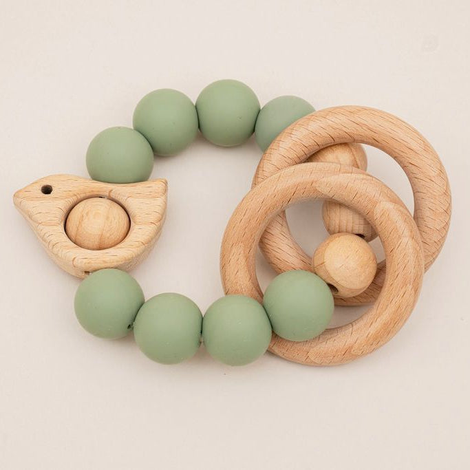 Chirpy Wooden & Silicone Baby Teether - 41494