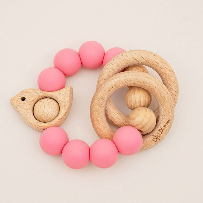 Chirpy Wooden & Silicone Baby Teether - 41494