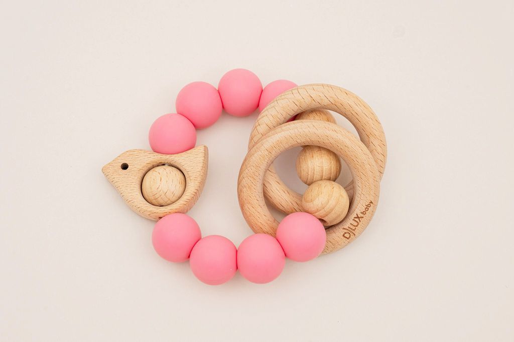 Chirpy Wooden & Silicone Baby Teether - 41494