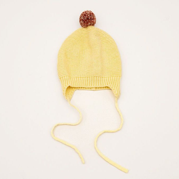 Huggie Baby Bonnet - Garter Knit with Pompom - 41503