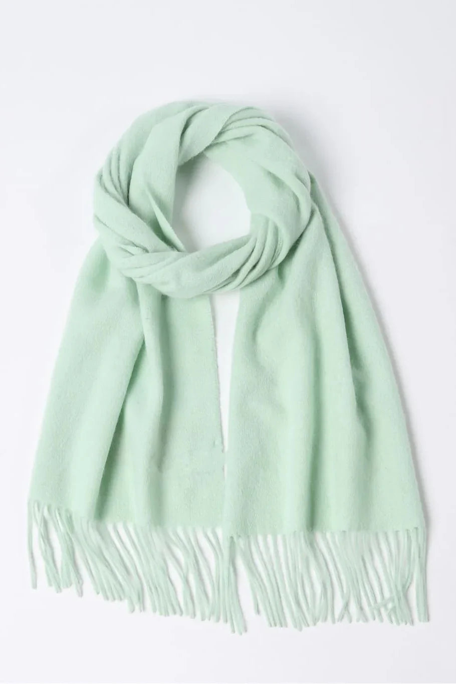 Pistachio mint merino scarf looped flat