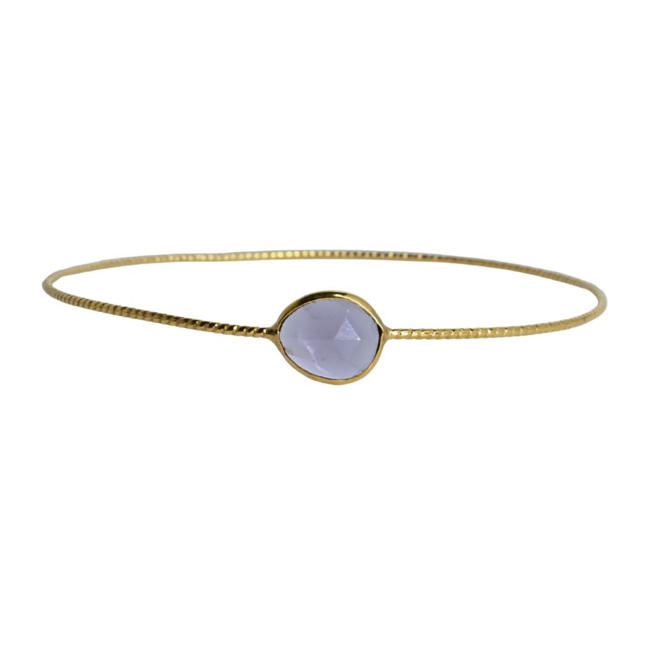 Euro Gold cuff bangle with a faceted grey-lilac amethyst