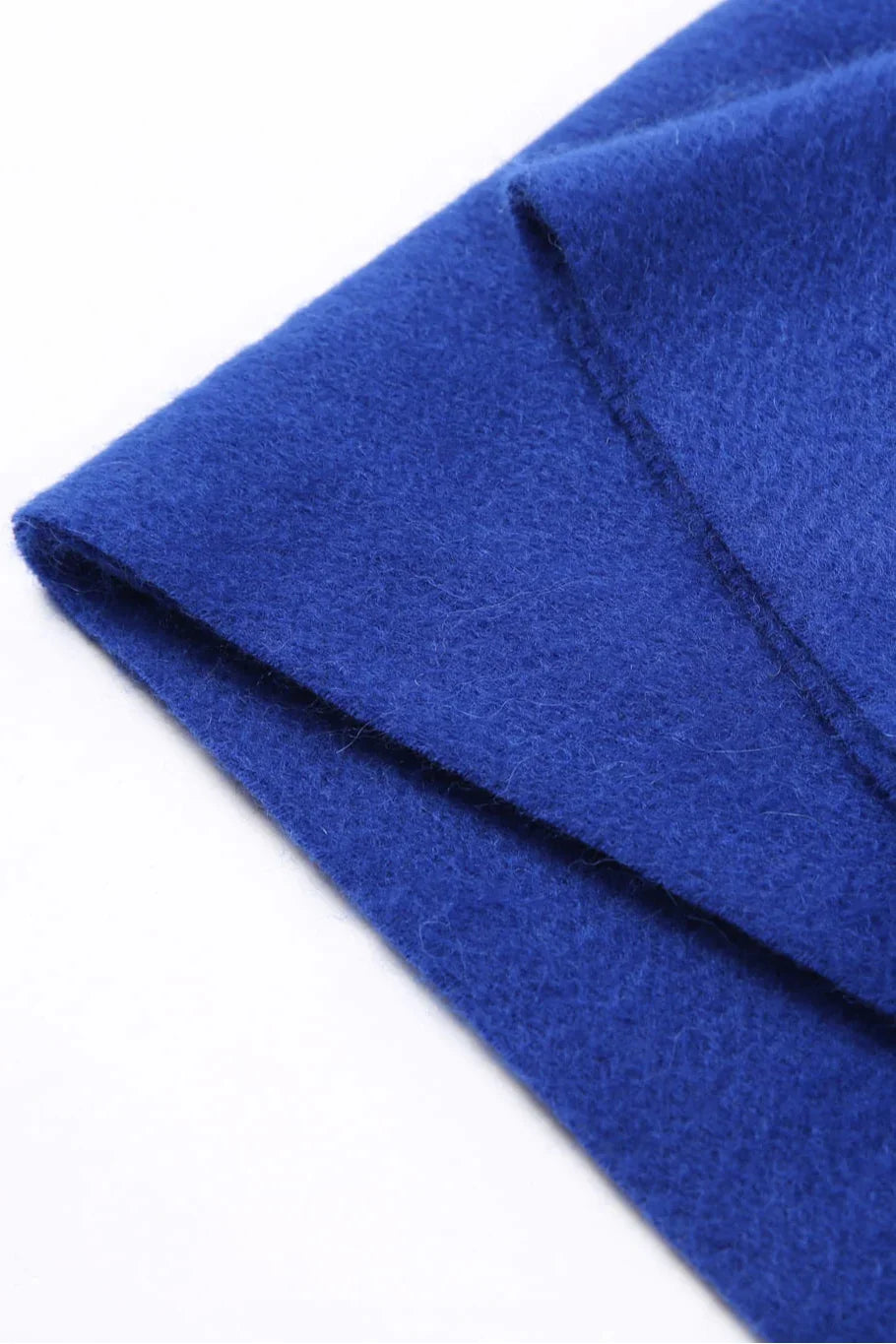 Fold edge detail of the Veronica Blue cobalt merino