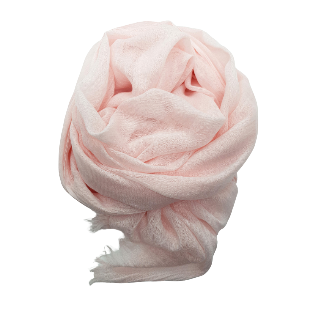 Beauty in Bamboo scarf in Baby Pink, a pale pastel pink, swirled into soft folds