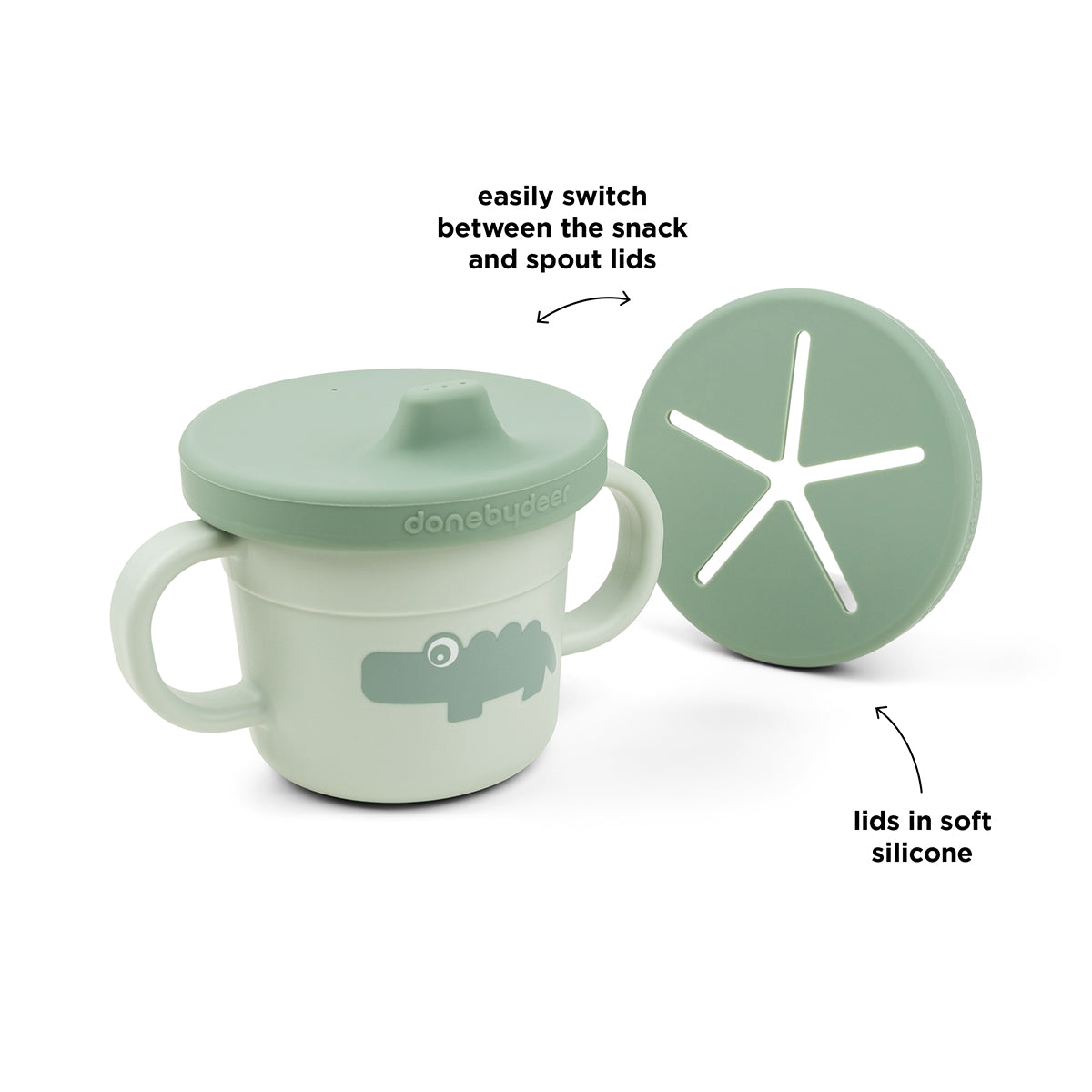 Done by Deer Foodie Spout and Snack Cup — Green (lifestyle)