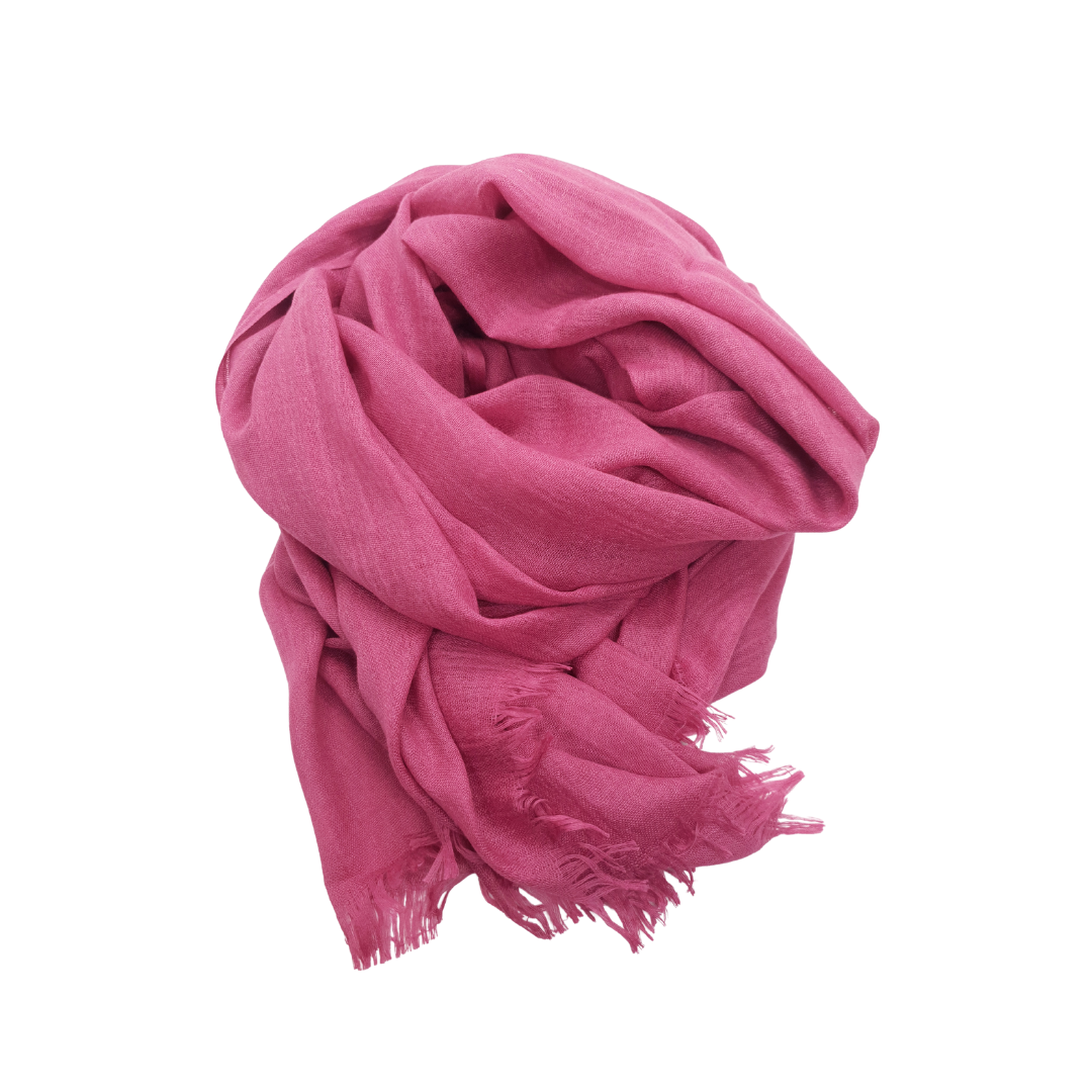 Beauty in Bamboo scarf in Fuchsia, a bold magenta-pink, softly gathered