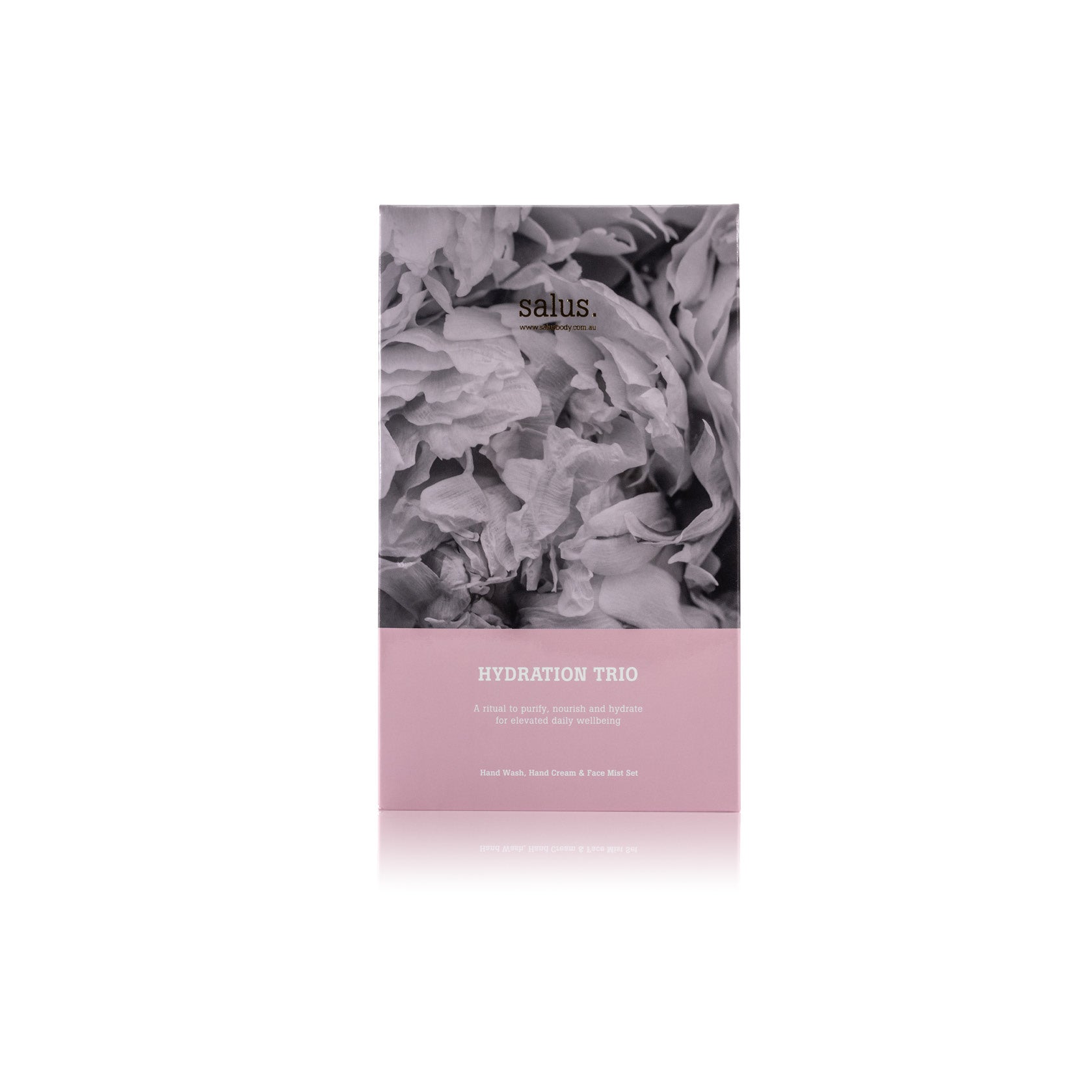 Salus Hydration Trio gift box with grey petal print