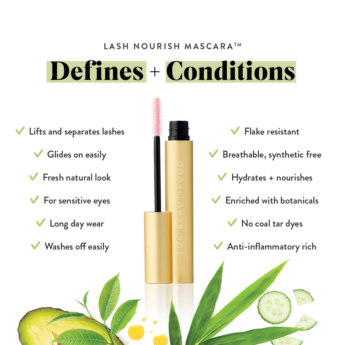 Lük Beautifood Lash Nourish Mascara in Espresso — range benefits at a glance