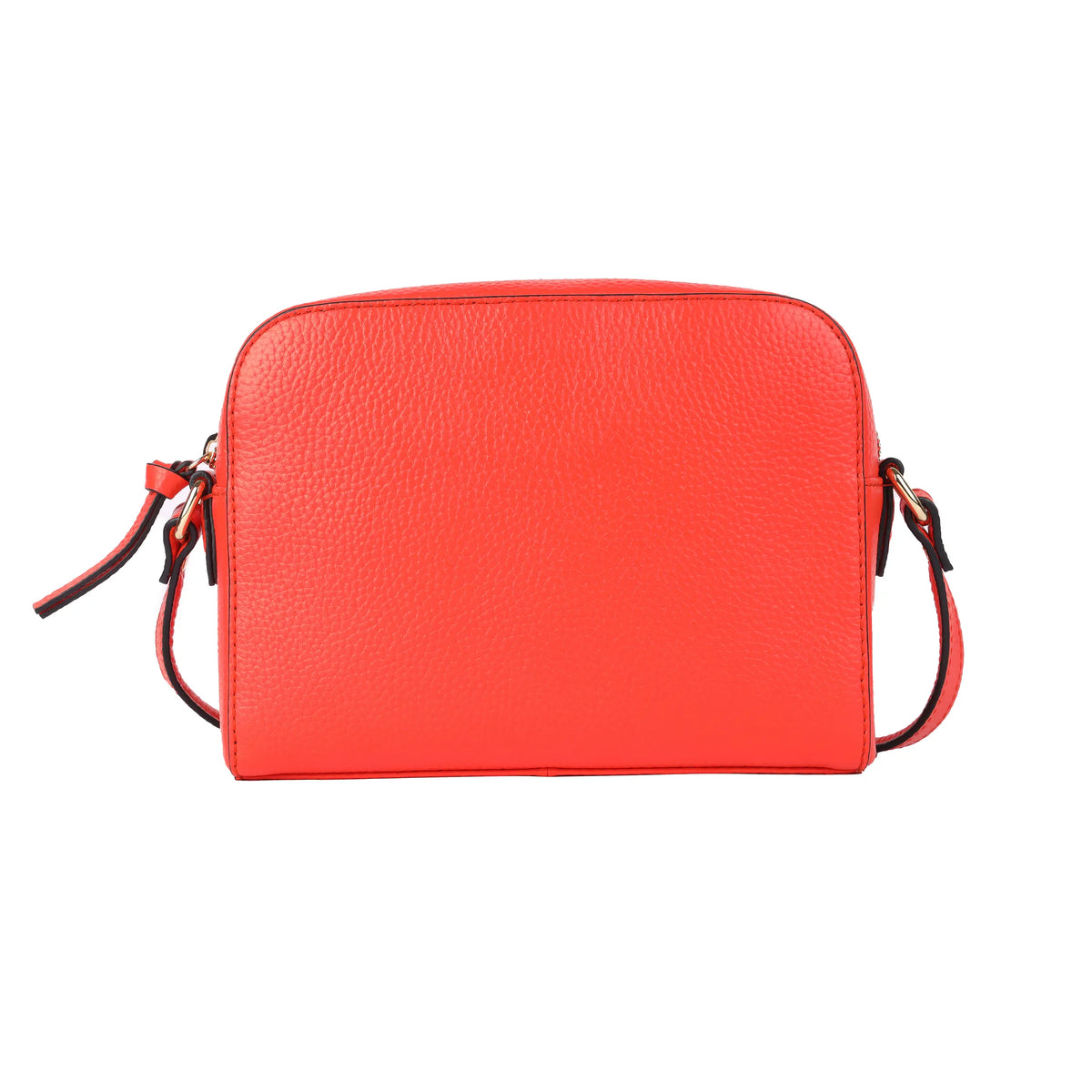 Mandarin cross body bag from the front, a curved top and long strap