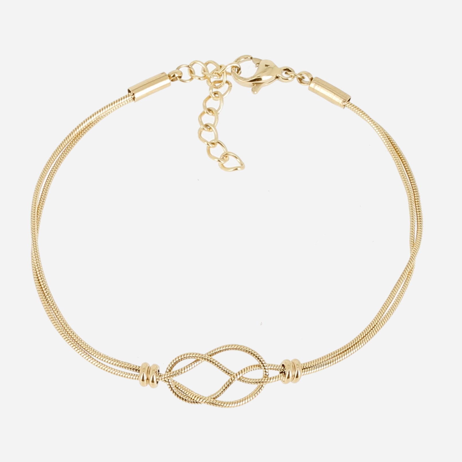 Gold double-strand bracelet, the two chains crossing over each other at the centre
