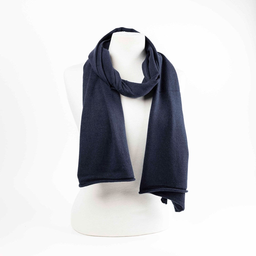 MAISON FANLI Lea Cashmere Blend Scarf- Navy