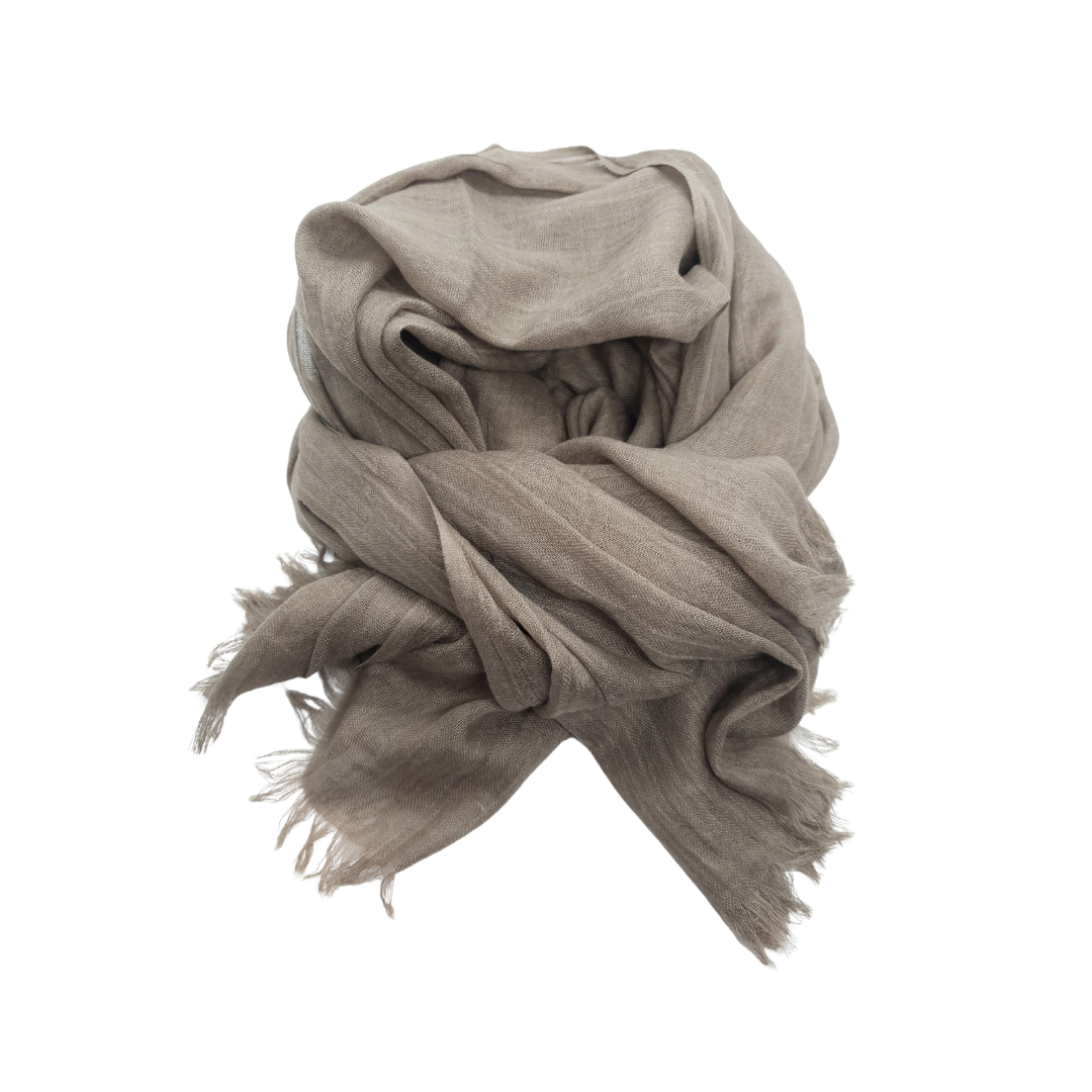 Beauty in Bamboo scarf in a warm taupe-stone shade, folded and draped
