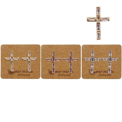 Fabienne Cubic Zirconia Large Cross earrings — assorted metal tones
