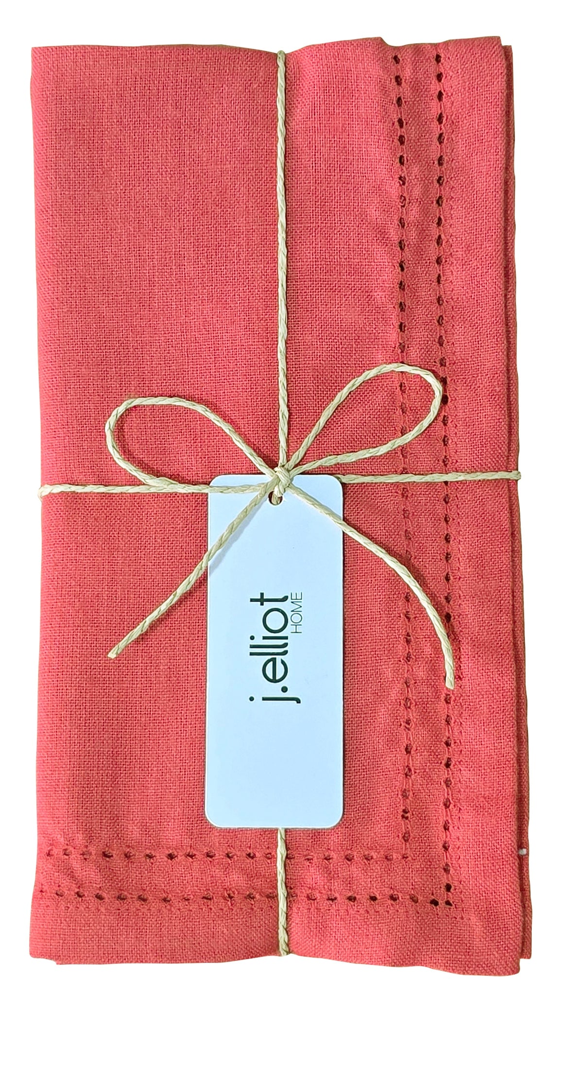 Ralph napkins folded and tied with a fine cord under a J.Elliot tag