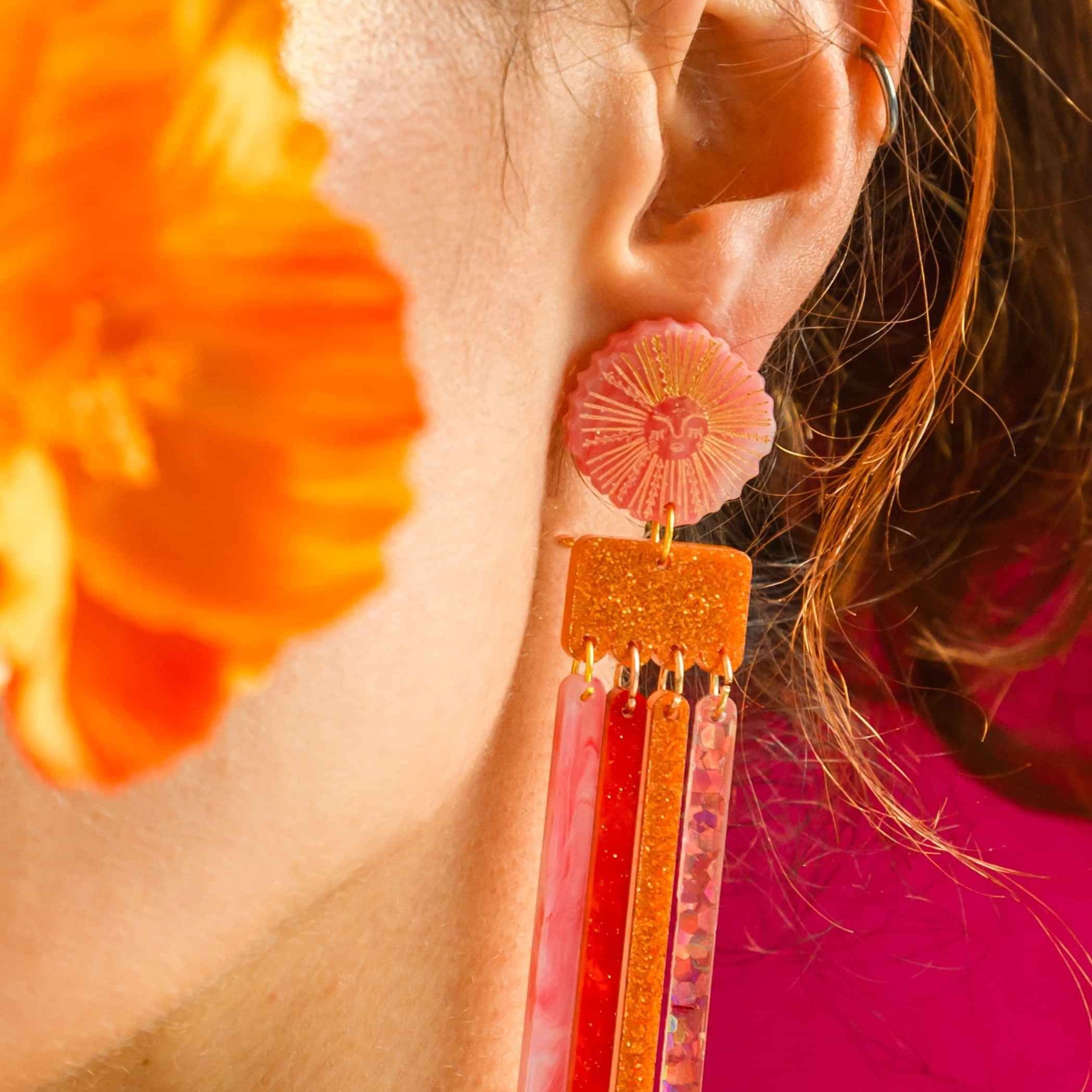 Goddess Earring - Coral