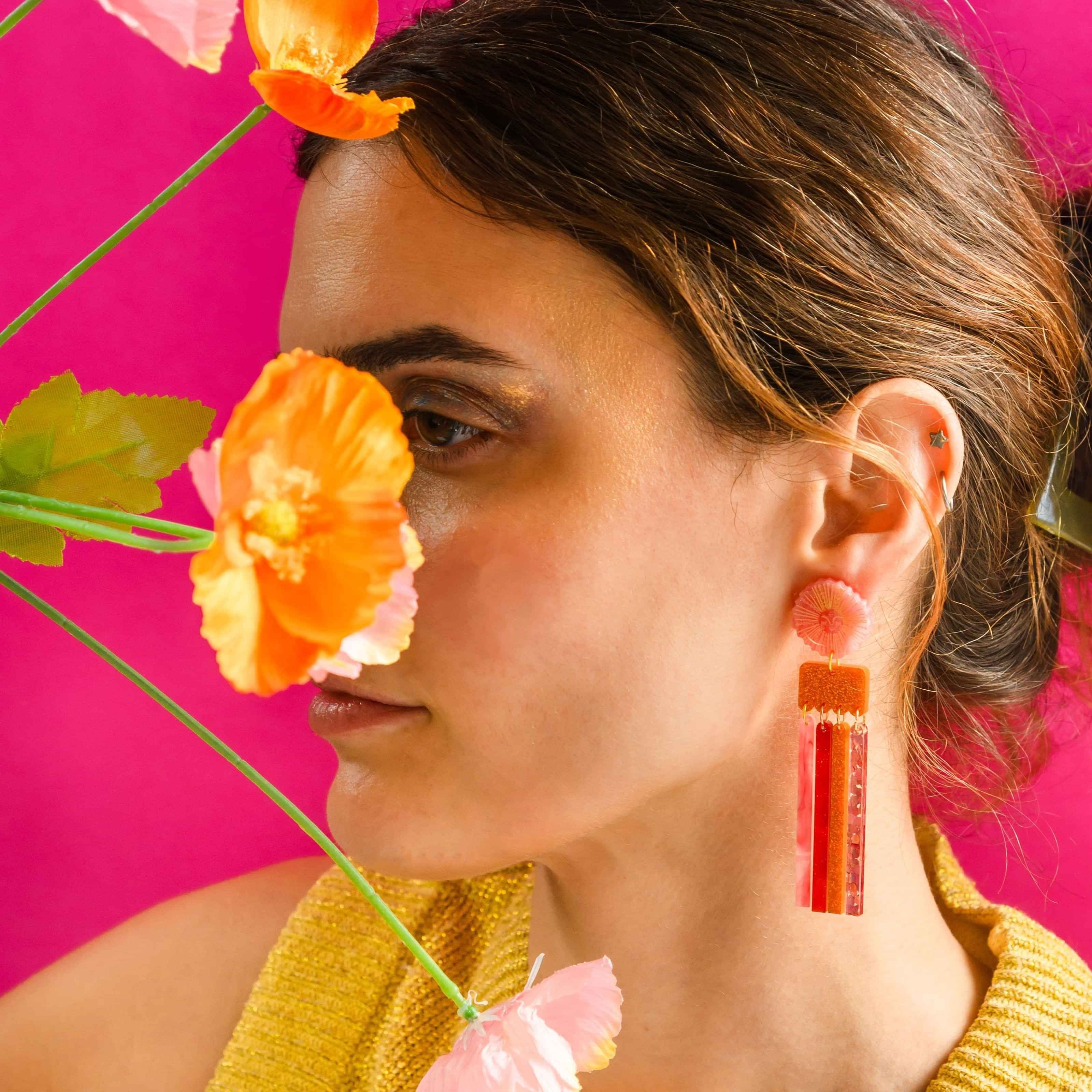 Goddess Earring - Coral