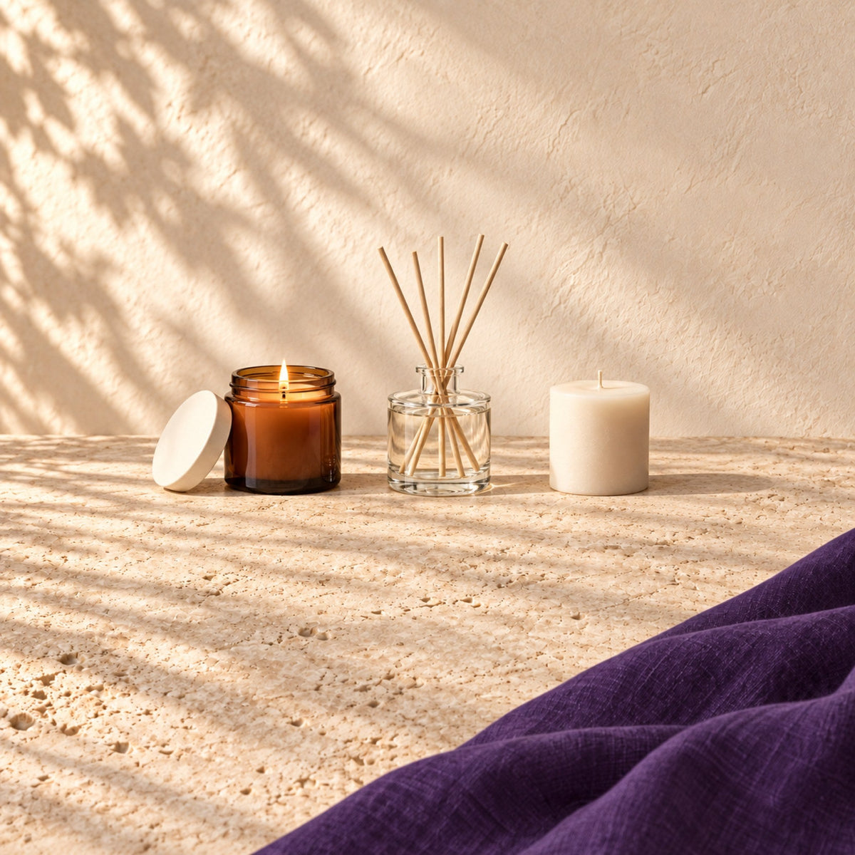 Candles and diffusers at Purple Merchant, Mortdale