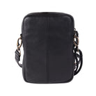 Back of the black bag, plain leather with a centre seam