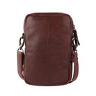 Back of the brown bag, plain leather with a centre seam