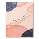 It's Just Not Possible love card with blush and navy watercolour washes and fine gold lines