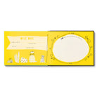 Yellow fill-in spread with a One Day prompt and an empty oval frame for a drawing