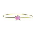 Euro Gold cuff bangle with a faceted bright pink cherry quartz