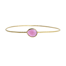 Euro Gold cuff bangle with a faceted bright pink cherry quartz