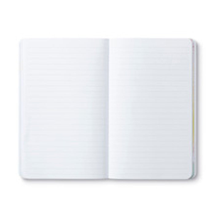 Open journal showing two facing pages of blank ruled lines