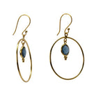 Euro Gold hoops with London-blue gems, one shown side-on