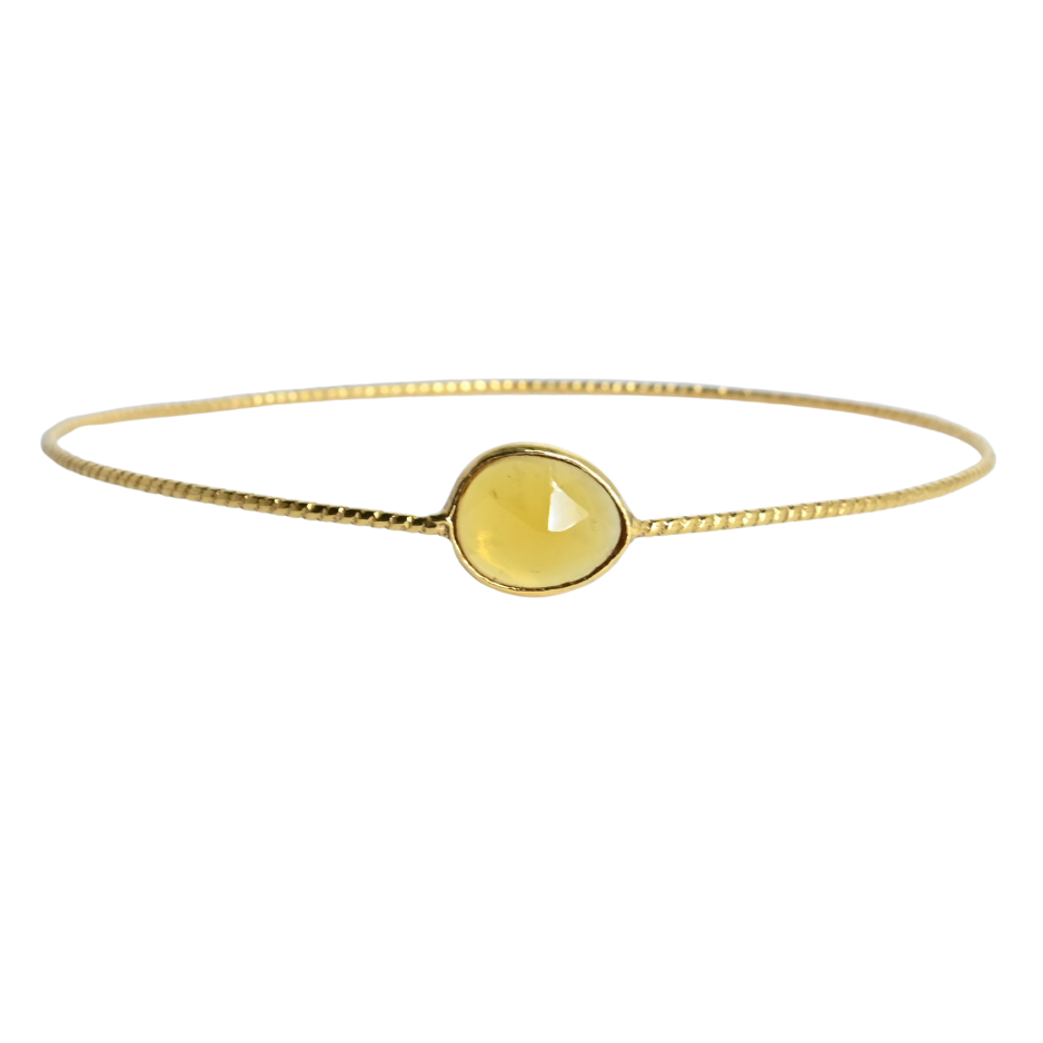 Euro Gold cuff bangle with a faceted honey-yellow lemon topaz
