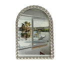 152Q arched photo frame with a silver twisted-braid border, 4 by 6