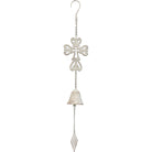 Second view of the white-washed cross hanging bell showing its full 68.5cm drop