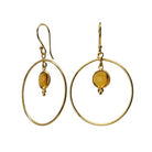 Euro Gold hoop earrings with golden citrine gem drops