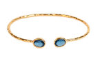 Euro Gold cuff bangle with two London-blue gems on black background