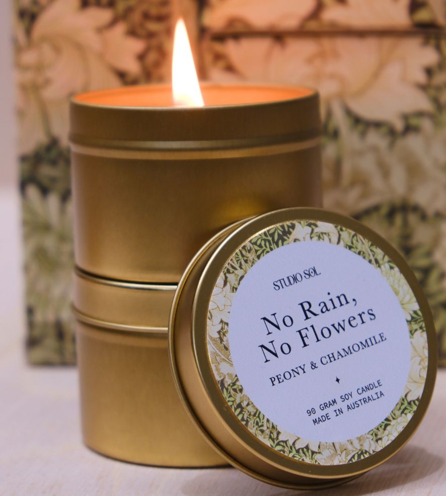 No Rain No Flowers Travel Tin | Peony + Chamomile