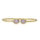 Euro Gold cuff bangle with two lavender chalcedony-style oval gems