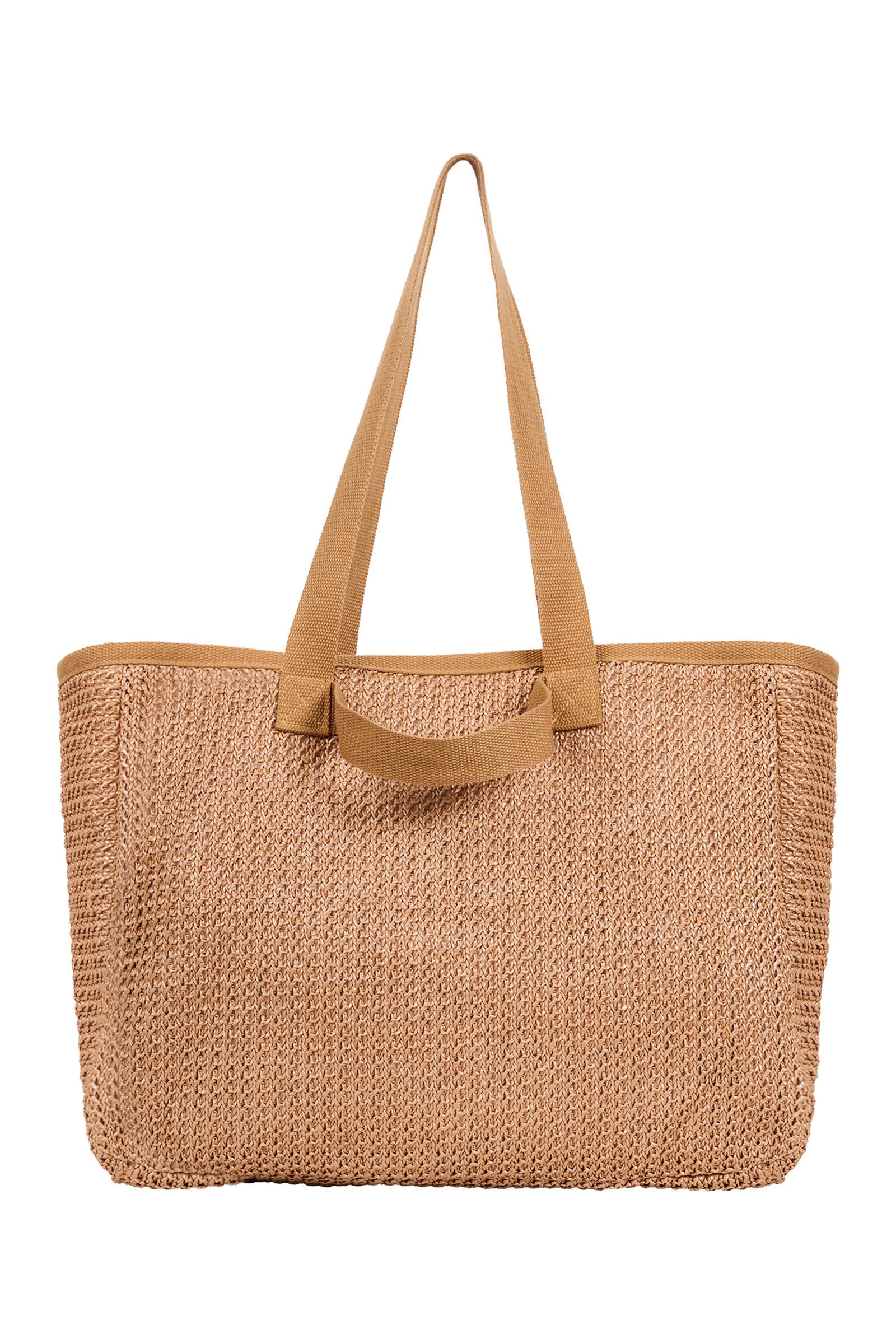 Artemis Beach Bag in Tusk: woven tote with long and short straps