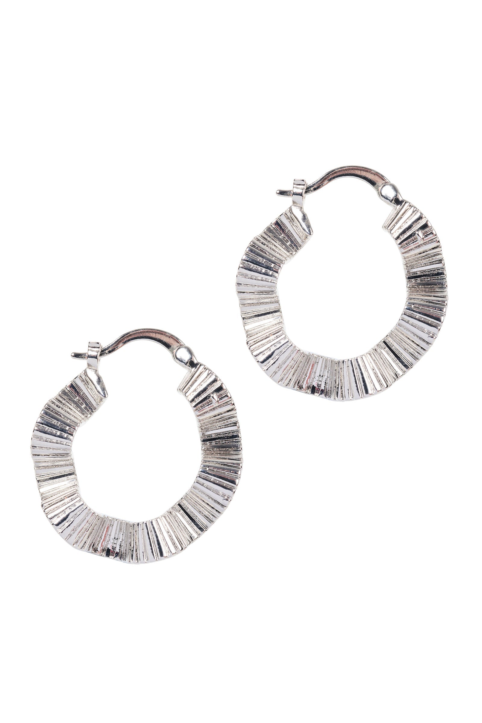 Pair of silver Himba Scallop Hoops with rippled texture