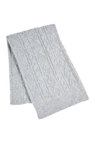 Folded light grey Calista Scarf with diamond knit pattern
