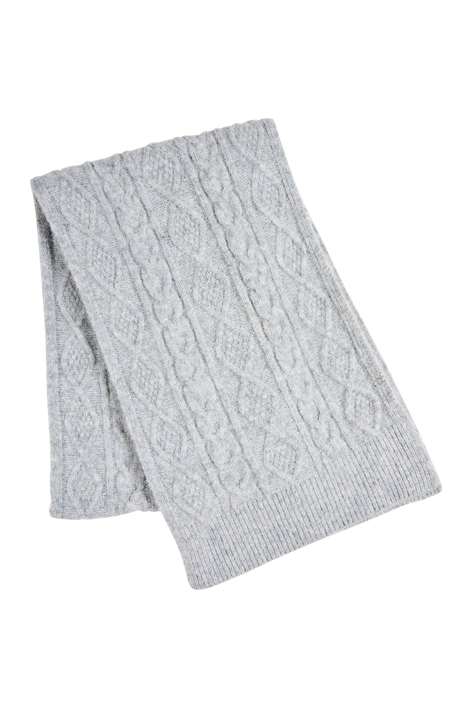 Folded light grey Calista Scarf with diamond knit pattern