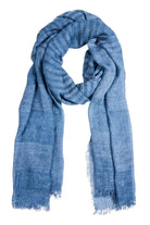 Bodhi Scarf in Lake looped to show its washed stripe texture
