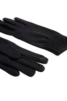 Close-up of the ribbed wrist detail on the black gloves