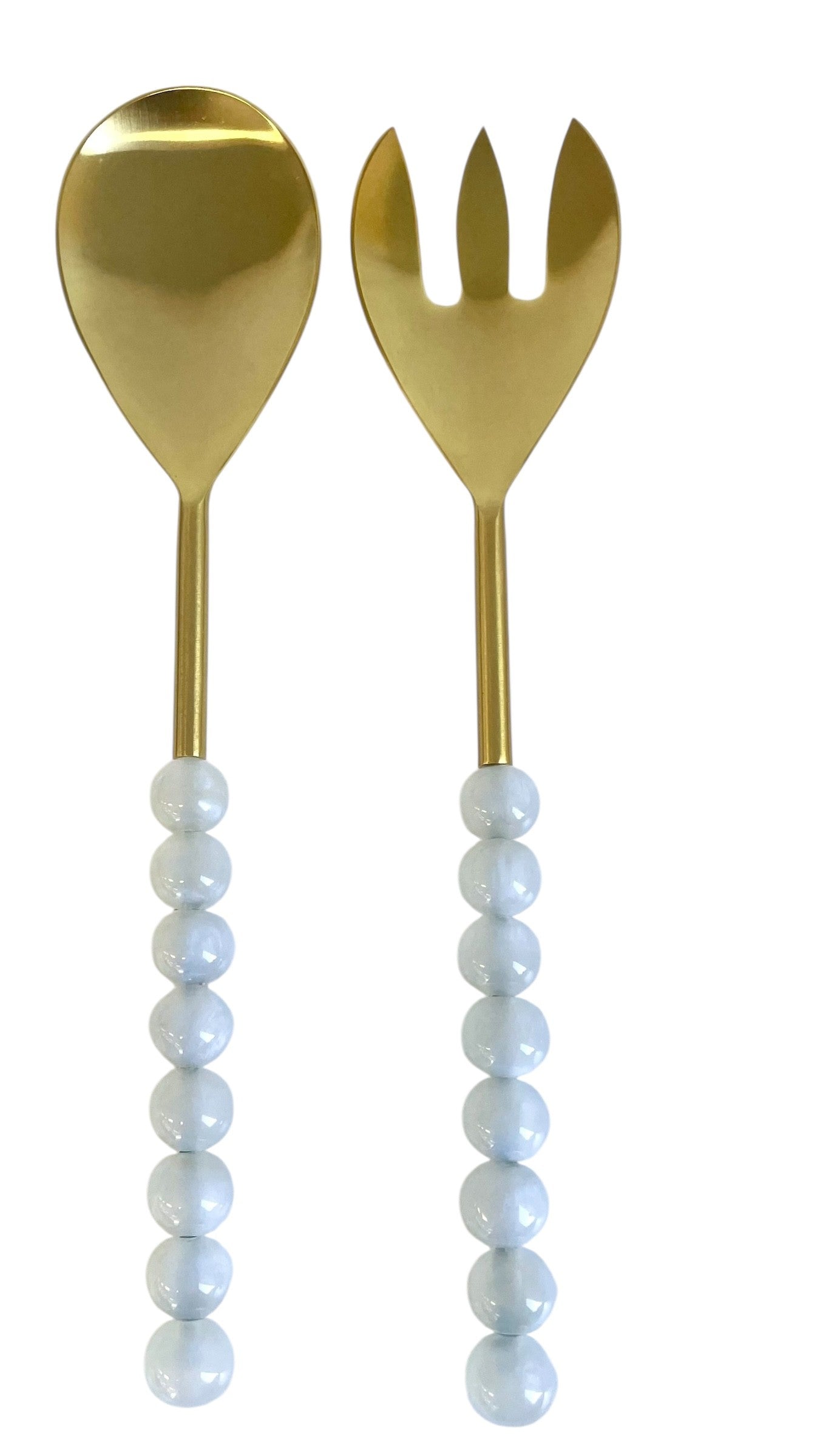 28W GOLD AND CLOUD SPHERE HANDLES SALAD SERVERS